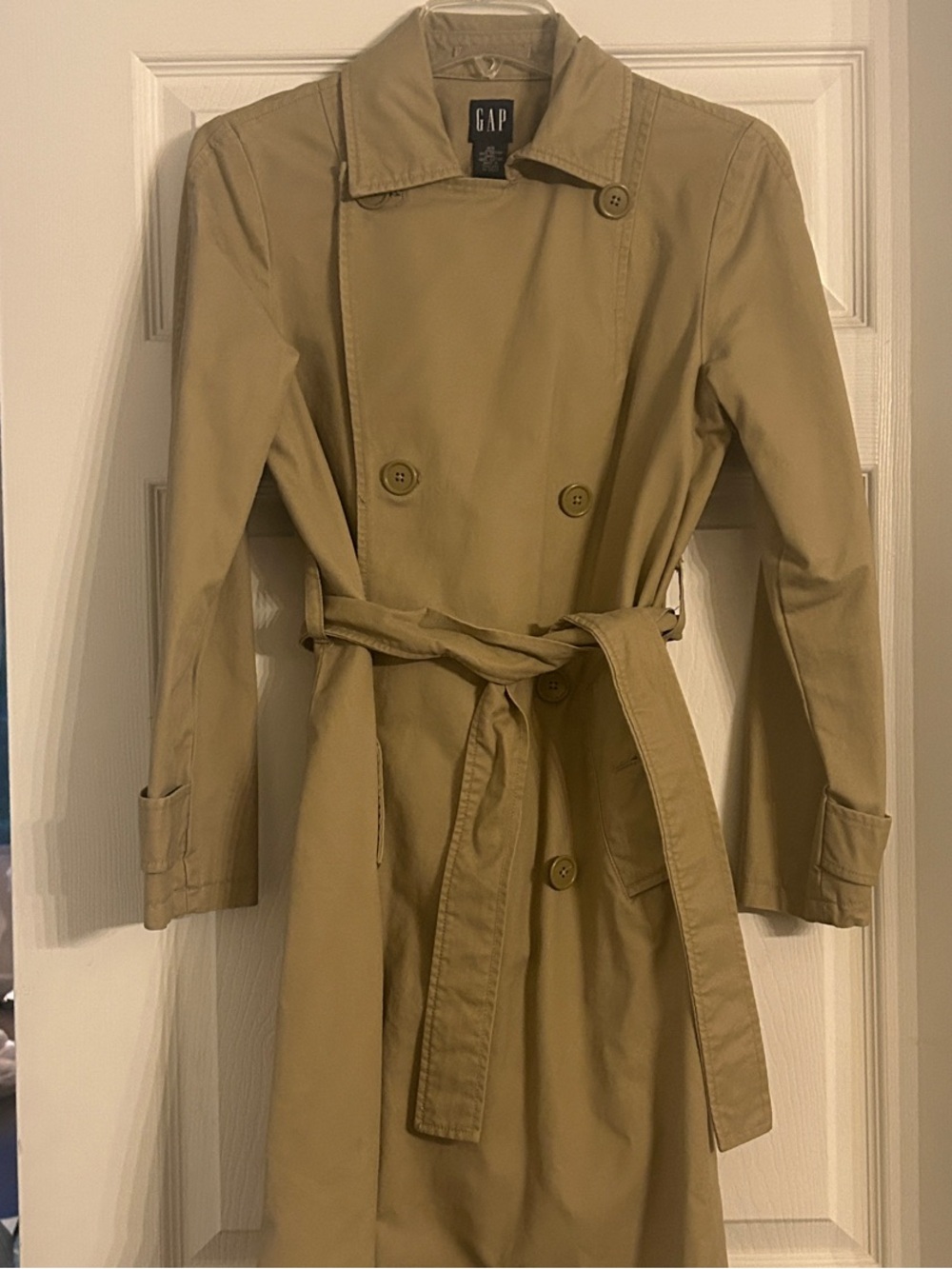GAP Double-Breasted Tan Trench Coat with Belt